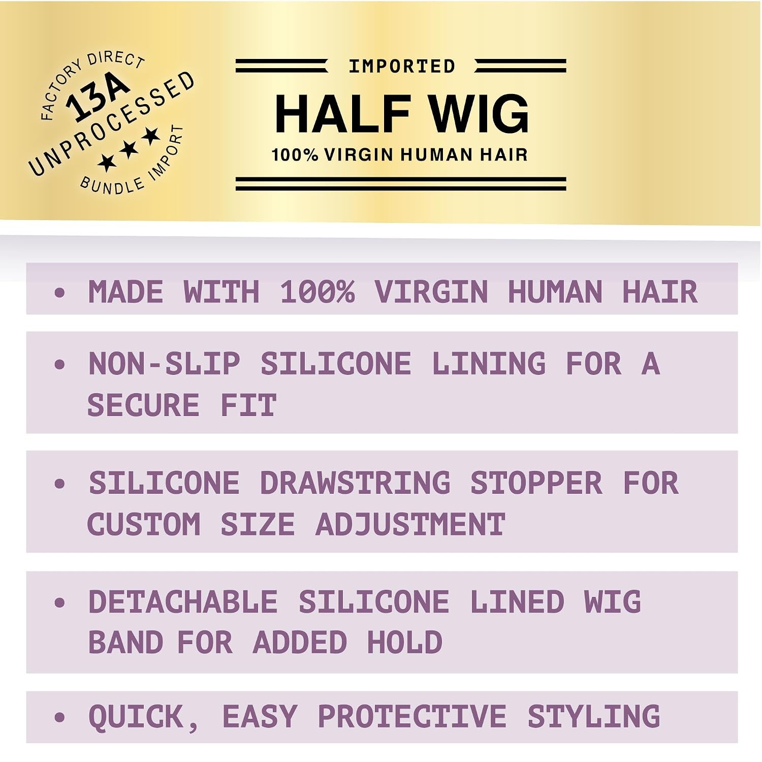 image:imageSensationnel Half Wig Bohemian 16 Inch Human Hair 13A Unprocessed Quick Easy Styling NATURALNATURALBLACK