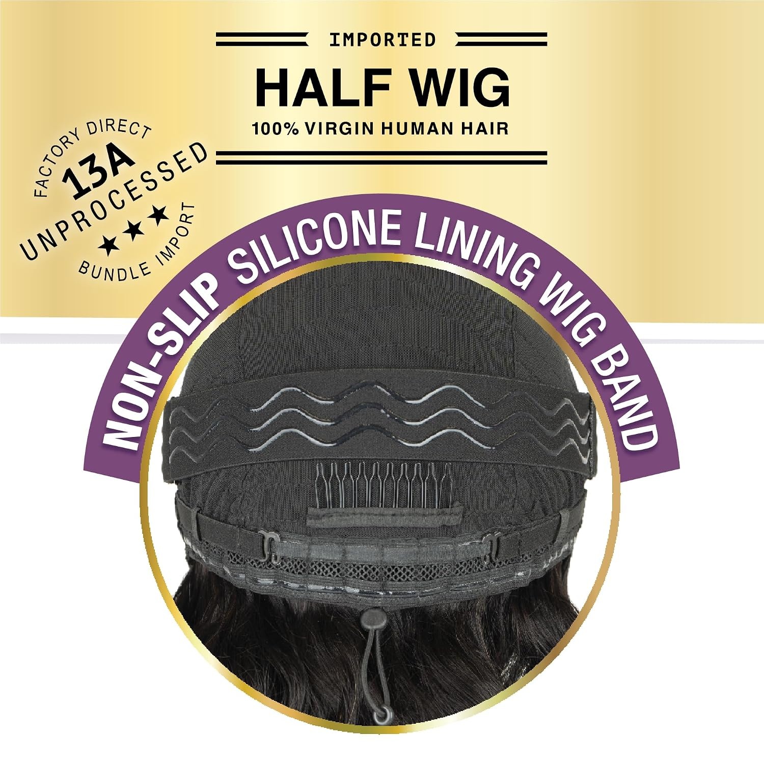 image:imageSensationnel Half Wig Bohemian 16 Inch Human Hair 13A Unprocessed Quick Easy Styling NATURALNATURALBLACK