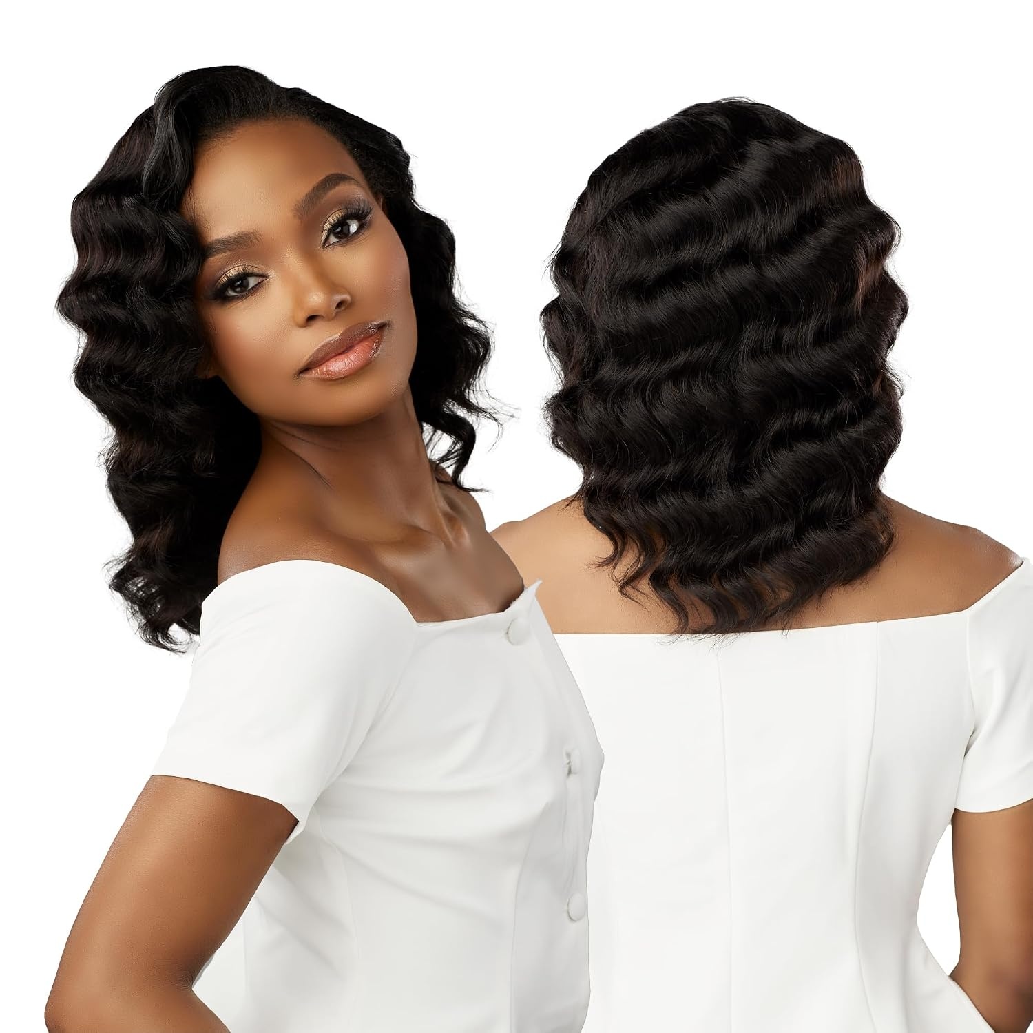 image:imageSensationnel Half Wig Loose Deep 16 Inch Human Hair 13A Unprocessed Quick Easy Styling NATURALNATURALBLACK