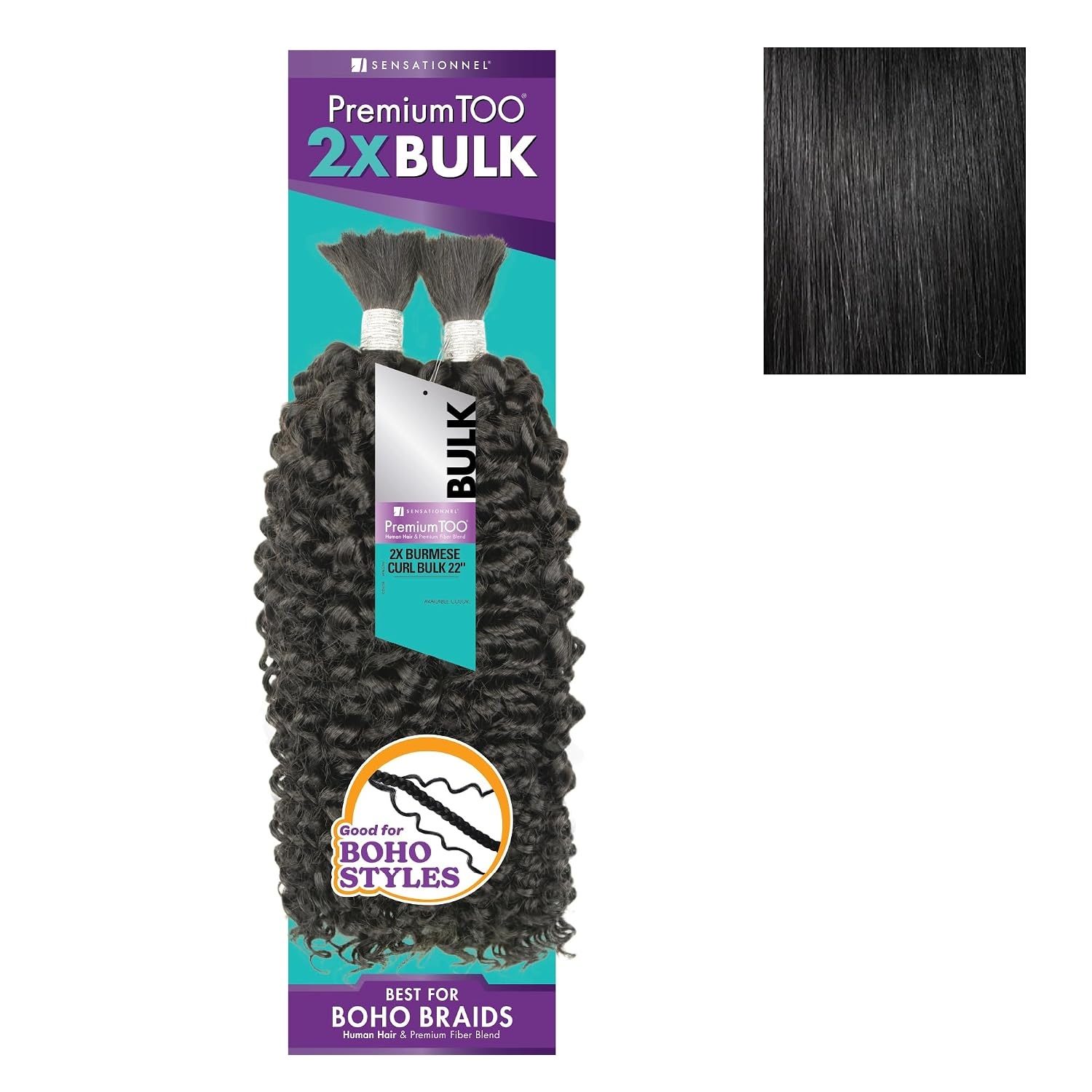 image:imageSensationnel PremToo Bulk Weaving 2X Burmese Curl Human Hair Blend for Boho Knotless Box or Curly Loose Wave Styles 14 inch 1 JETBLACK1 JETBLACK