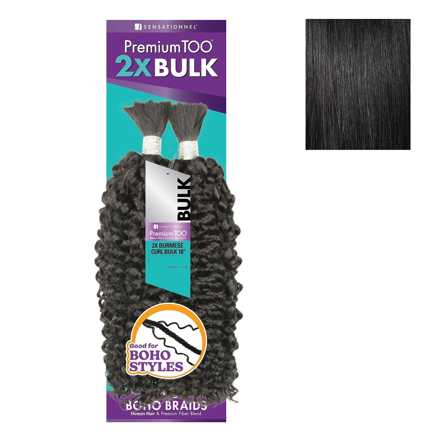image:imageSensationnel PremToo Bulk Weaving 2X Burmese Curl Human Hair Blend for Boho Knotless Box or Curly Loose Wave Styles 14 inch 1 JETBLACK1 JETBLACK
