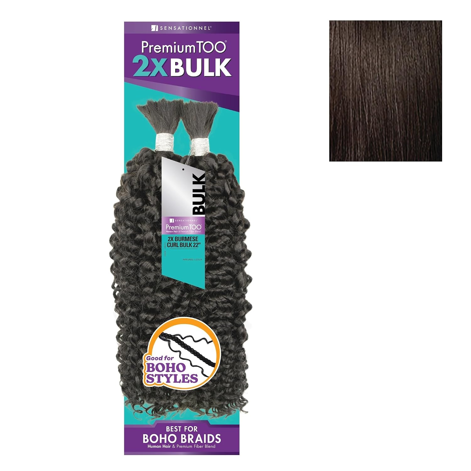 image:imageSensationnel PremToo Bulk Weaving 2X Burmese Curl Human Hair Blend for Boho Knotless Box or Curly Loose Wave Styles 14 inch 1 JETBLACK2 DARKBROWN