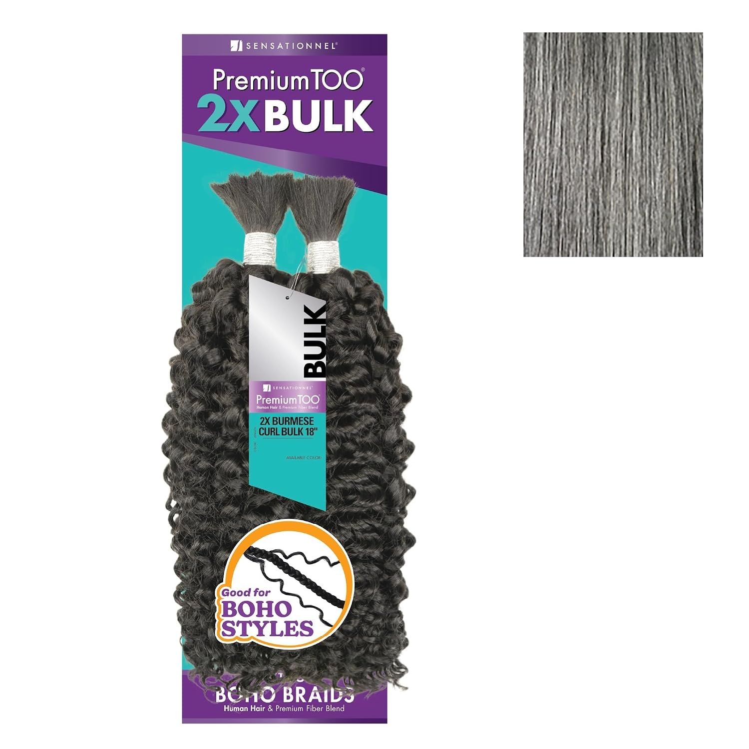 image:imageSensationnel PremToo Bulk Weaving 2X Burmese Curl Human Hair Blend for Boho Knotless Box or Curly Loose Wave Styles 14 inch 1 JETBLACKM51