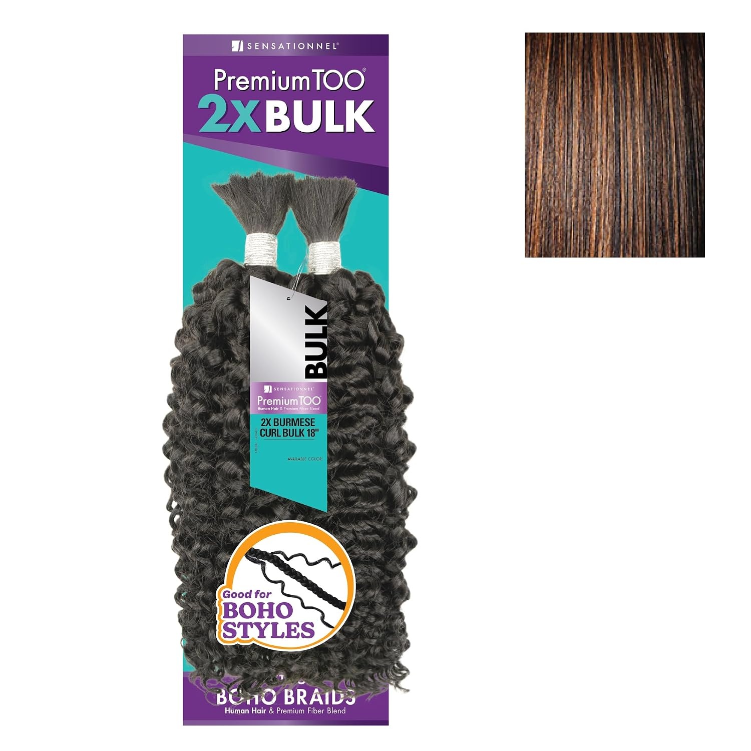 image:imageSensationnel PremToo Bulk Weaving 2X Burmese Curl Human Hair Blend for Boho Knotless Box or Curly Loose Wave Styles 14 inch 1 JETBLACKS1B30