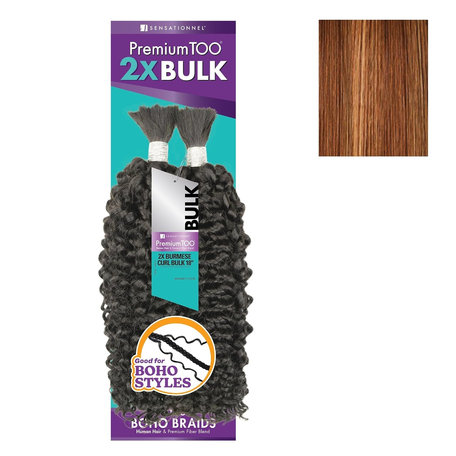 image:imageSensationnel PremToo Bulk Weaving 2X Burmese Curl Human Hair Blend for Boho Knotless Box or Curly Loose Wave Styles 14 inch 1 JETBLACKS2730