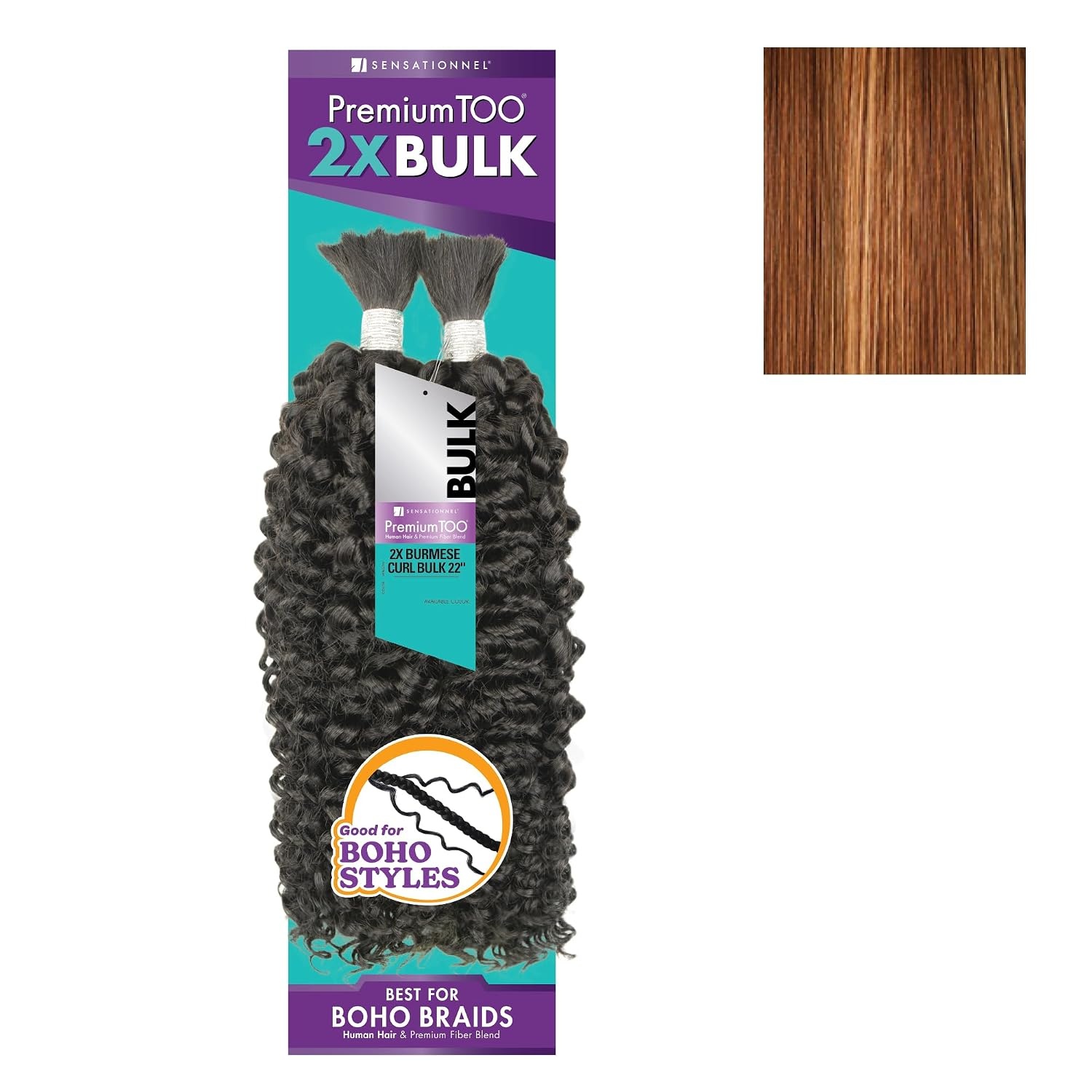 image:imageSensationnel PremToo Bulk Weaving 2X Burmese Curl Human Hair Blend for Boho Knotless Box or Curly Loose Wave Styles 14 inch 1 JETBLACKS2730