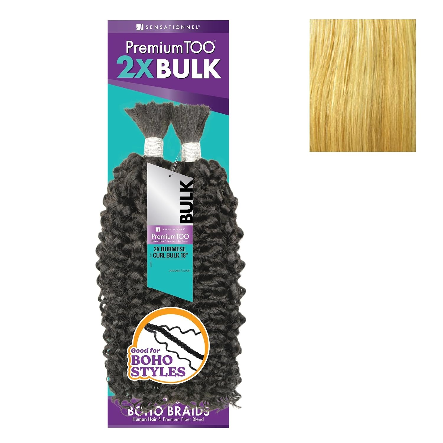 image:imageSensationnel PremToo Bulk Weaving 2X Burmese Curl Human Hair Blend for Boho Knotless Box or Curly Loose Wave Styles 14 inch 1 JETBLACKS27613