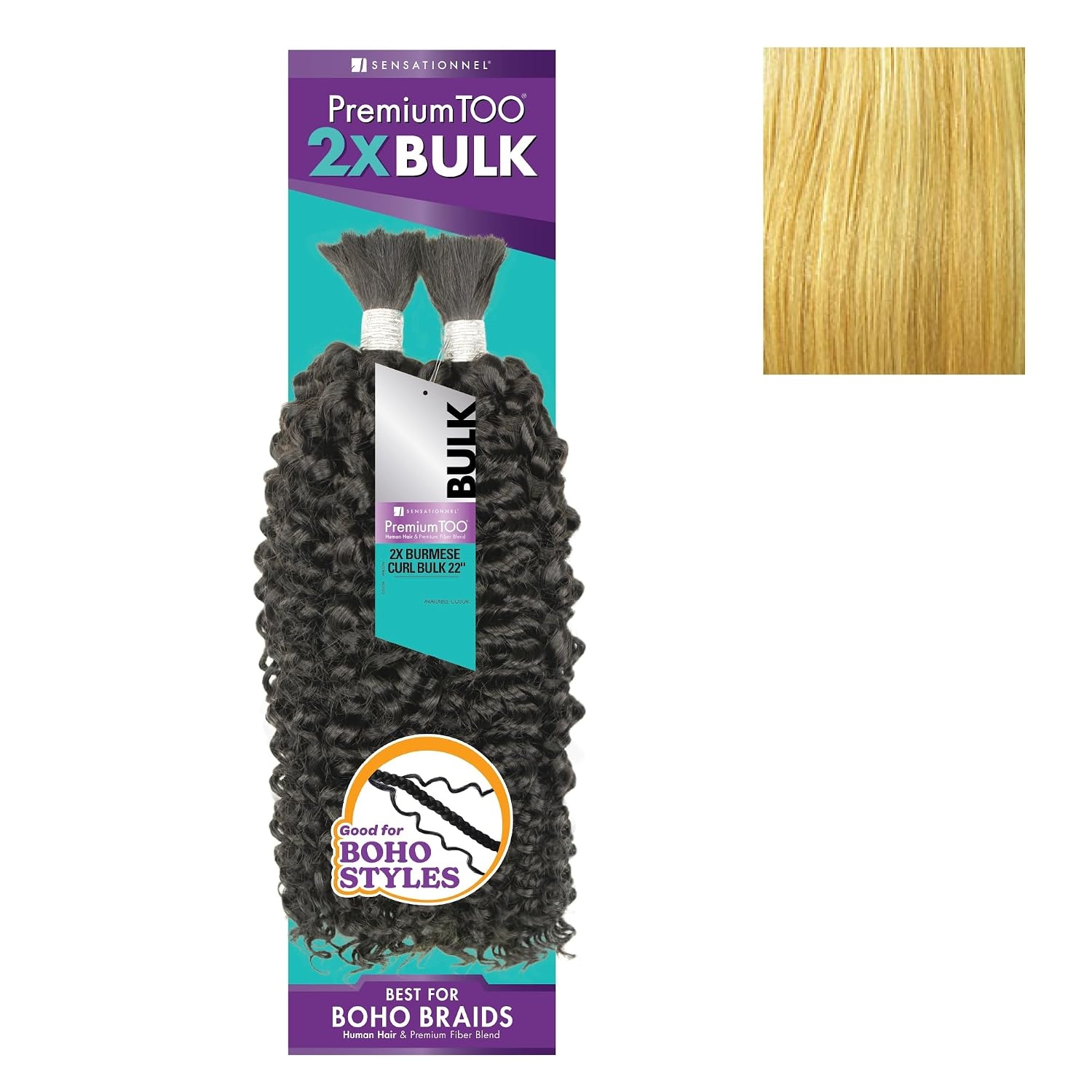 image:imageSensationnel PremToo Bulk Weaving 2X Burmese Curl Human Hair Blend for Boho Knotless Box or Curly Loose Wave Styles 14 inch 1 JETBLACKS27613