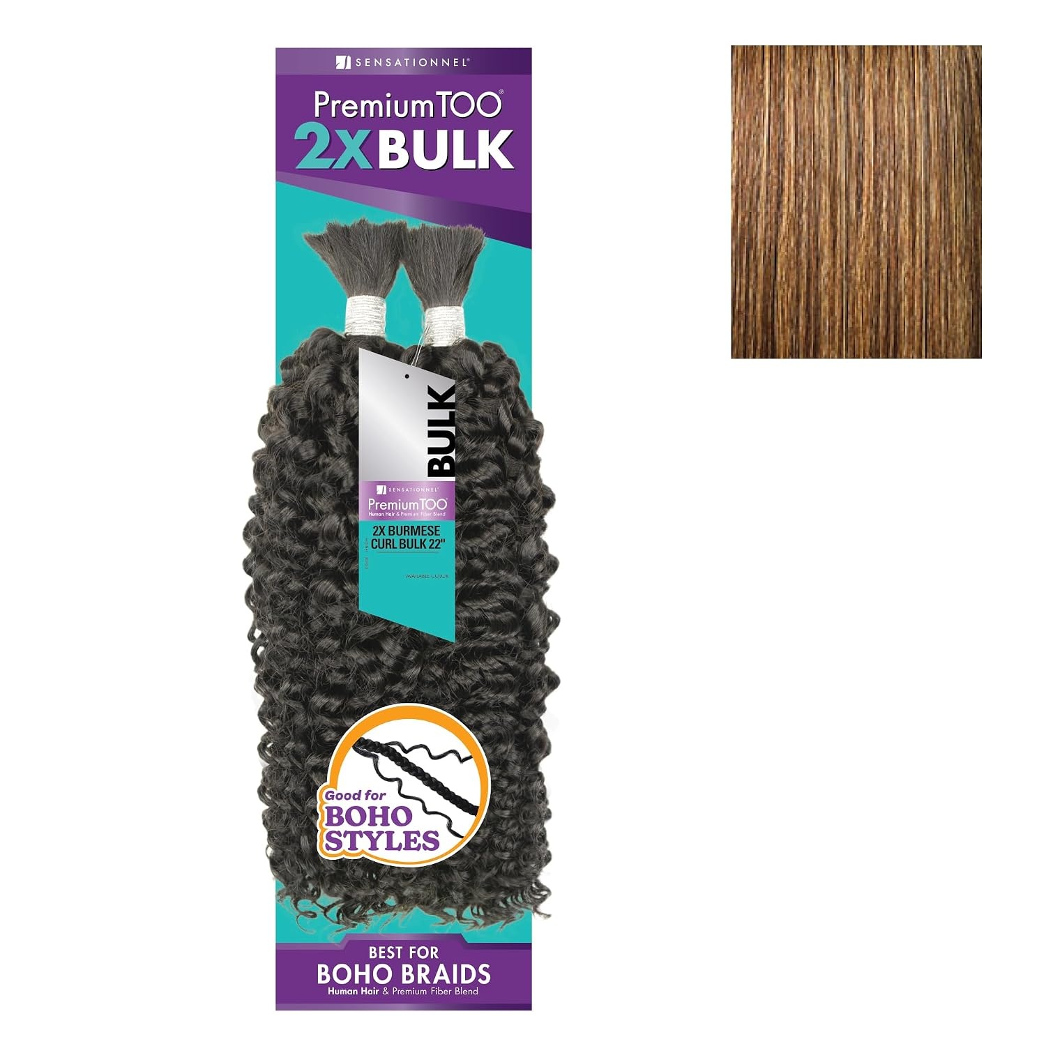 image:imageSensationnel PremToo Bulk Weaving 2X Burmese Curl Human Hair Blend for Boho Knotless Box or Curly Loose Wave Styles 14 inch 1 JETBLACKS427