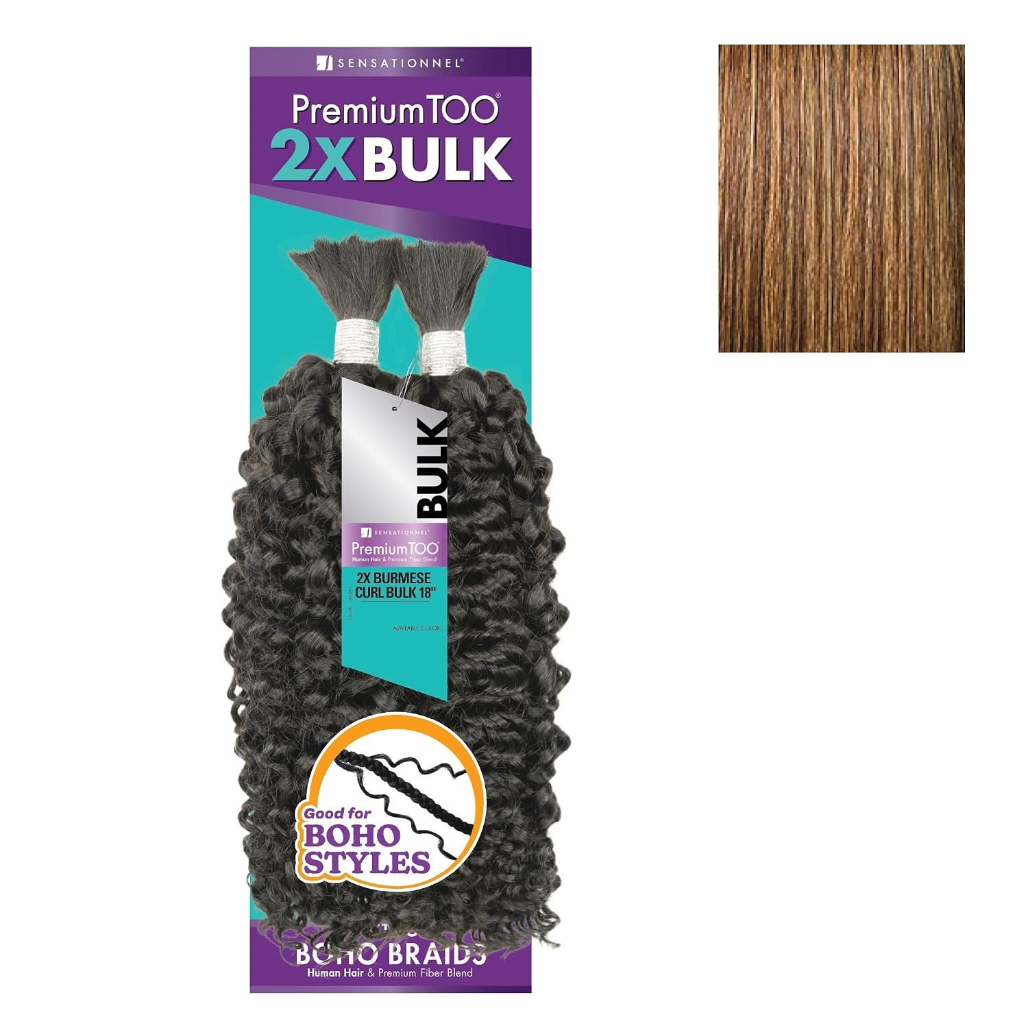 image:imageSensationnel PremToo Bulk Weaving 2X Burmese Curl Human Hair Blend for Boho Knotless Box or Curly Loose Wave Styles 14 inch 1 JETBLACKS427