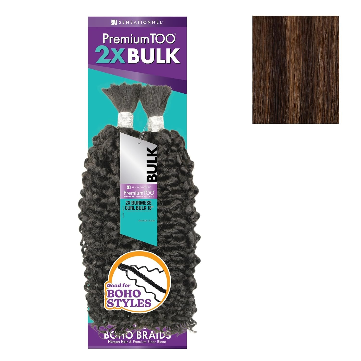image:imageSensationnel PremToo Bulk Weaving 2X Burmese Curl Human Hair Blend for Boho Knotless Box or Curly Loose Wave Styles 14 inch 1 JETBLACKS430