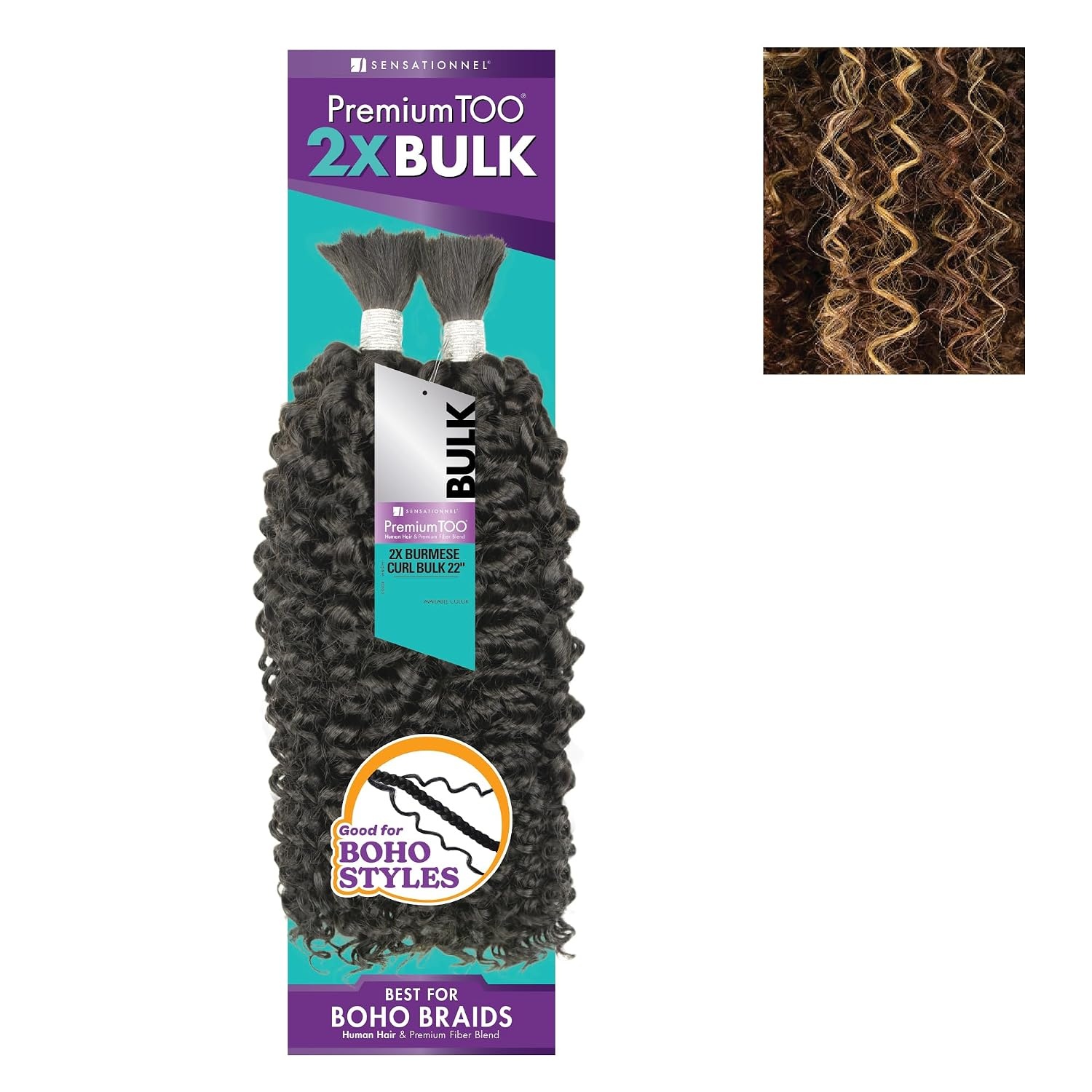 image:imageSensationnel PremToo Bulk Weaving 2X Burmese Curl Human Hair Blend for Boho Knotless Box or Curly Loose Wave Styles 14 inch 1 JETBLACKS430613