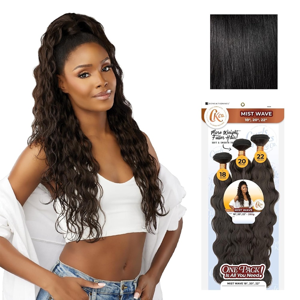 image:imageSensationnel Curls Kinksandco Synthetic Bundles Mist Wave Multibundle Quick Weave Hair for Natural 3c to 4c Textures 18 20 22 inch 1 JETBLACK1 JETBLACK