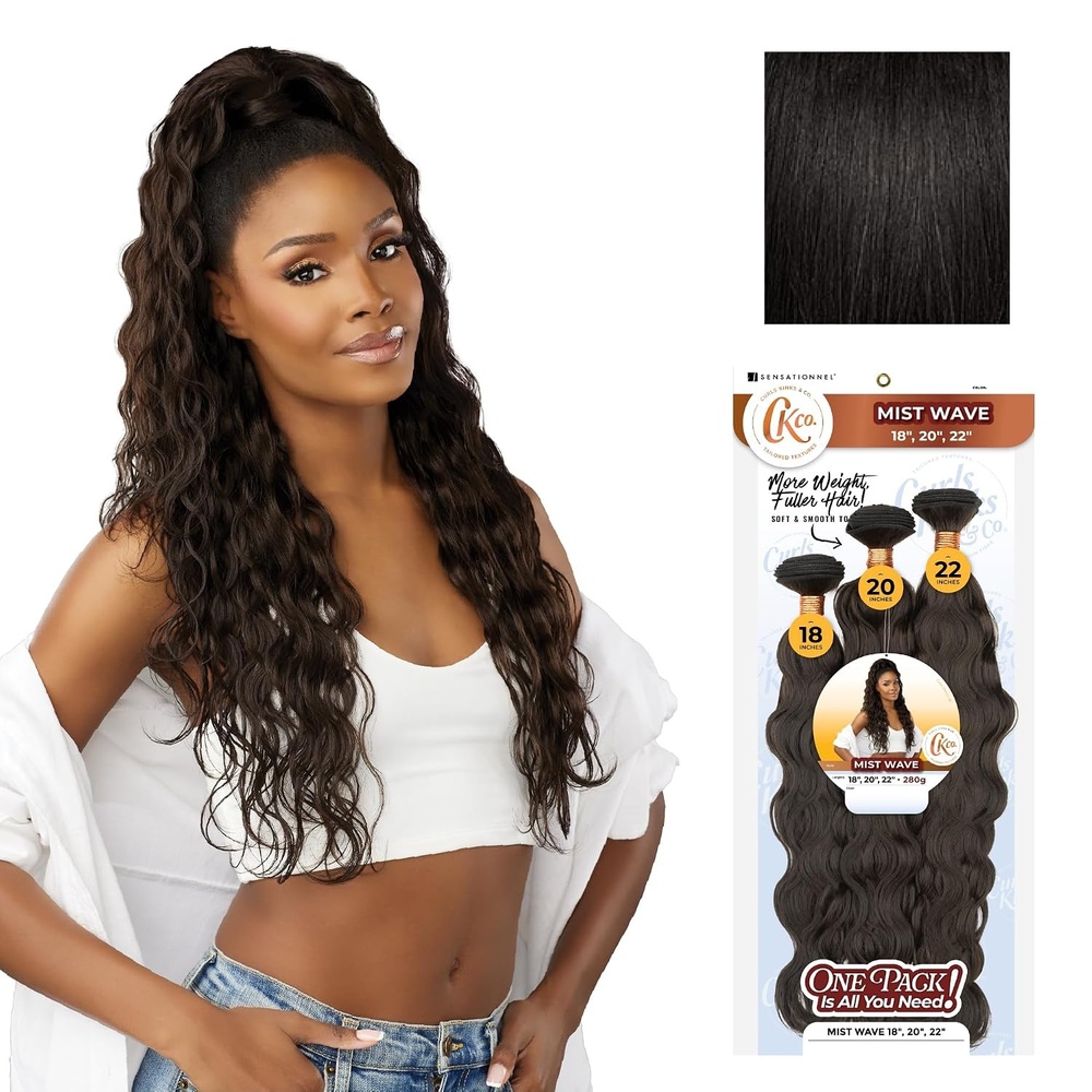 image:imageSensationnel Curls Kinksandco Synthetic Bundles Mist Wave Multibundle Quick Weave Hair for Natural 3c to 4c Textures 18 20 22 inch 1 JETBLACK1B OFFBLACK