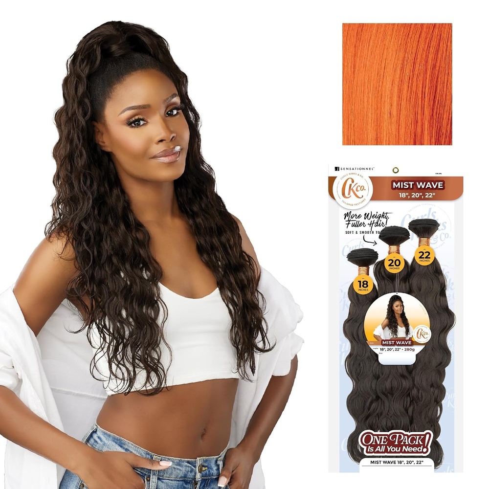 image:imageSensationnel Curls Kinksandco Synthetic Bundles  Mist Wave Multibundle Quick Weave Hair for Natural 3c to 4c Textures 18 20 22 inch 1 JETBLACKGINGERCOPPER