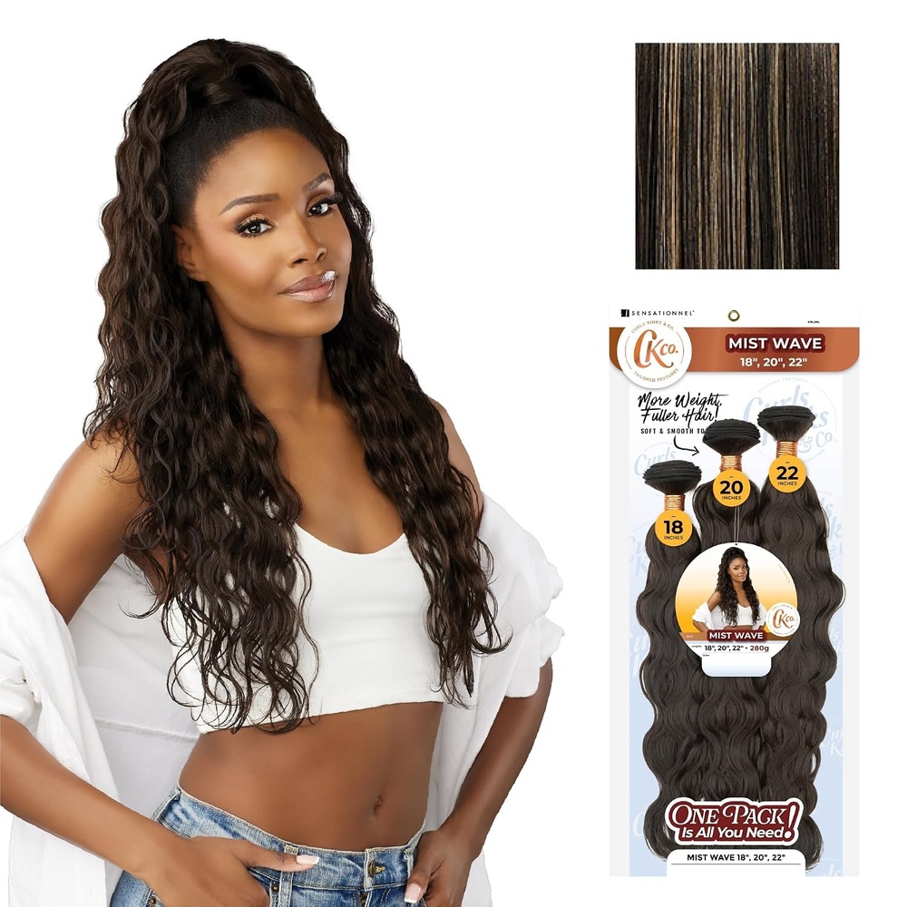 image:imageSensationnel Curls Kinksandco Synthetic Bundles Mist Wave Multibundle Quick Weave Hair for Natural 3c to 4c Textures 18 20 22 inch 1 JETBLACKS1B27
