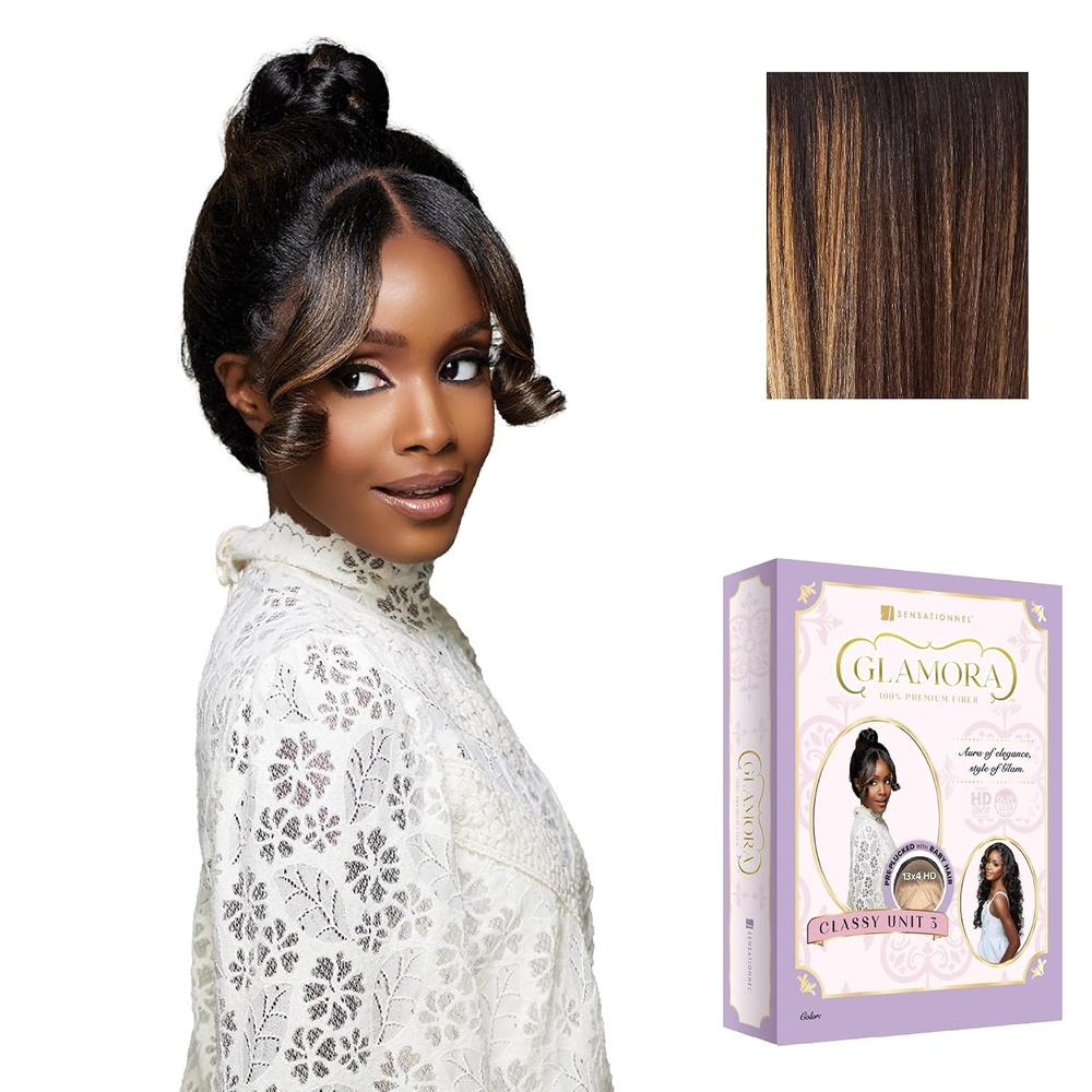 image:imageSensationnel Glamora Lace Front Wig Classy Unit 3 13x4 Pre Styled Glueless Ready to Wear Synthetic Preplucked Hairline 1 JETBLACKBALAYAGESUNKISSED