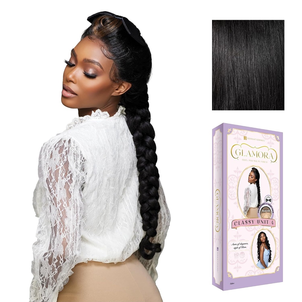 image:imageSensationnel Glamora Lace Front Wig Classy Unit 4 13x4 Pre Styled Glueless Ready to Wear Synthetic Preplucked Hairline 1 JETBLACK1 JETBLACK