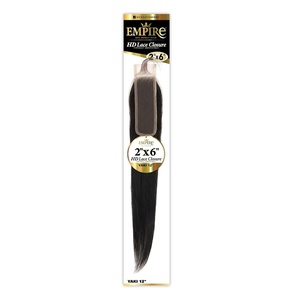 Sensationnel Empire 2×6 Closure – Yaki HD Lace Human Hair Extensions (12 inch, 1 JETBLACK)(2 DARKBROWN)