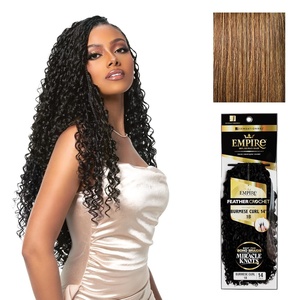 Sensationnel Empire Feather Crochet Braiding Hair – Burmese Curl Human Hair for Boho Braids and Miracle Knots Pre Separated 50 strands (14 inch, 1 JETBLACK)(S4/27)