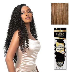 Sensationnel Empire Feather Crochet Braiding Hair – Loose Deep Human Hair for Boho Braids and Miracle Knots Pre Separated 50 strands (14 inch, 1 JETBLACK)(S4/27)