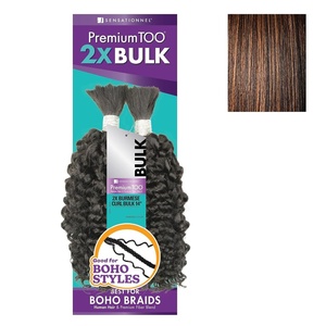 Sensationnel PremToo Bulk Weaving – 2X Burmese Curl Human Hair Blend for Boho, Knotless Box or Curly Loose Wave Styles (14 inch, 1 JETBLACK)(S1B/30)