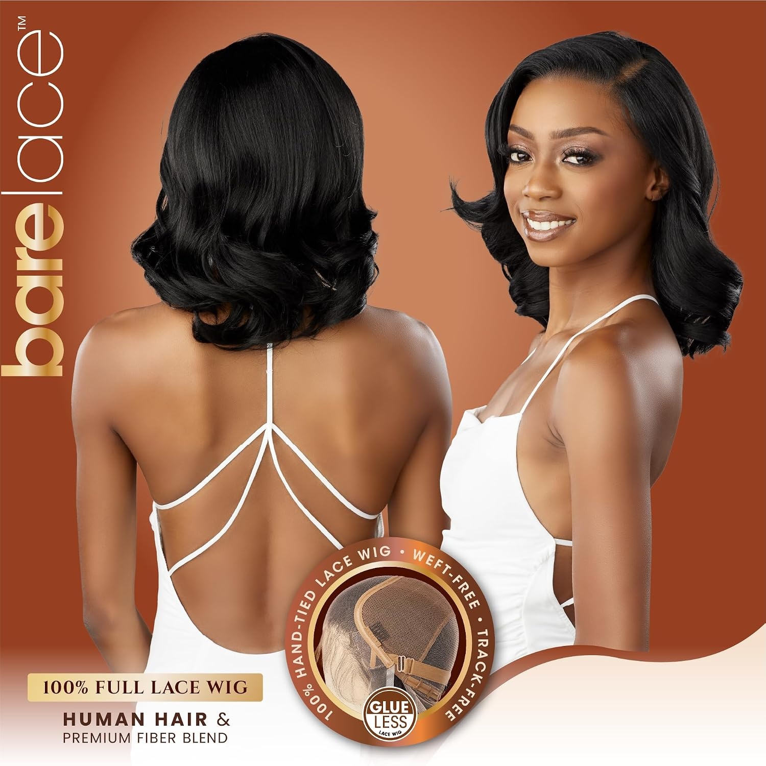 image:imageSensationnel Bare Lace Fulllace Wig Unit 9 Human Hair Blend All Lacefrontal Glueless 180 Degree Preplucked Hairline 1 JETBLACK2 DARKBROWN