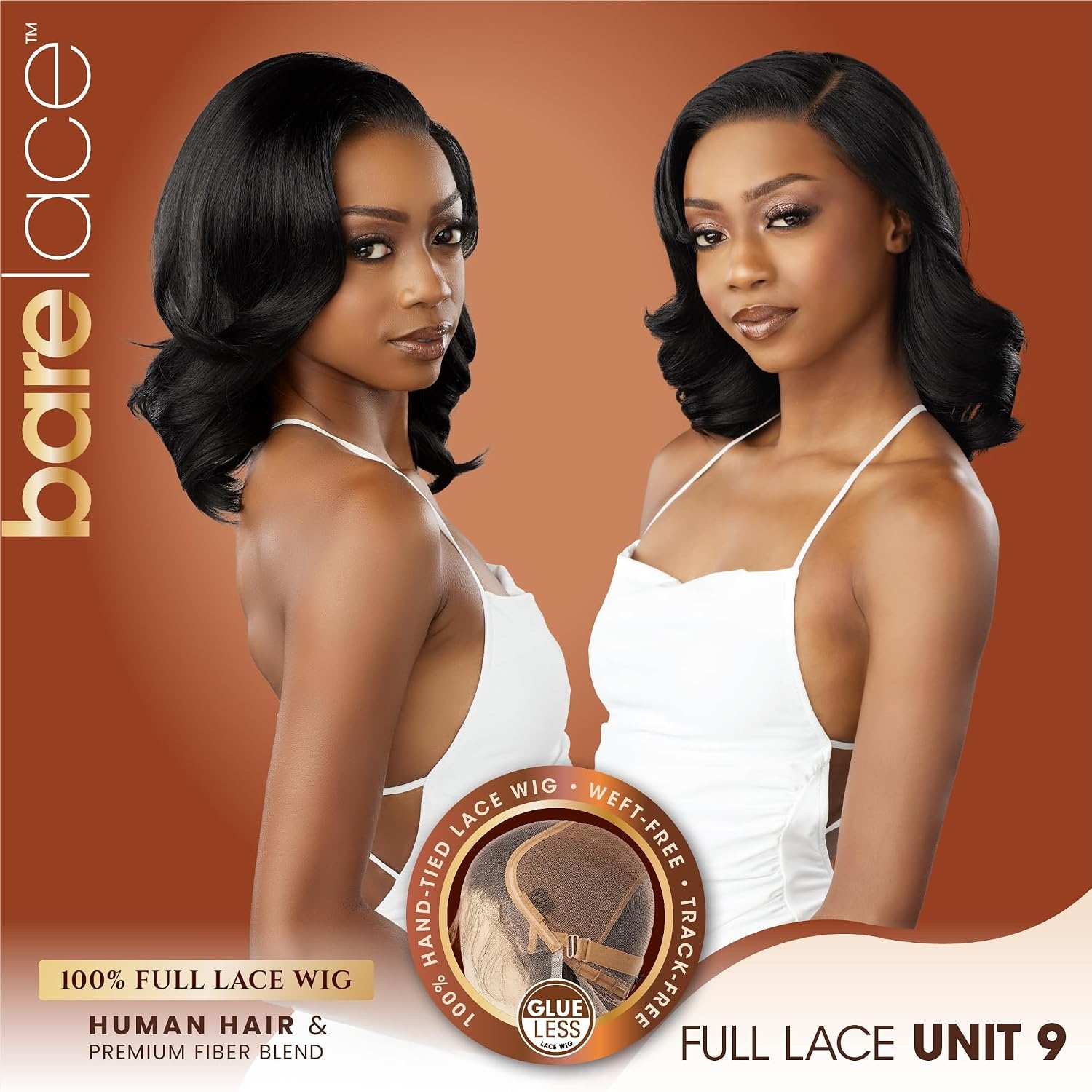 image:imageSensationnel Bare Lace Fulllace Wig Unit 9 Human Hair Blend All Lacefrontal Glueless 180 Degree Preplucked Hairline 1 JETBLACKCARAMELBLONDE