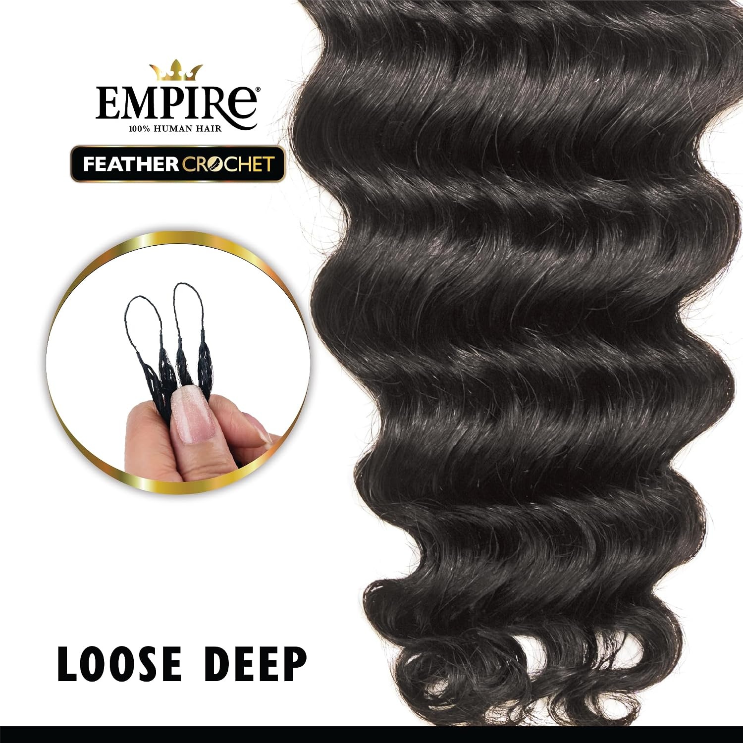 image:imageSensationnel Empire Feather Crochet Braiding Hair Loose Deep Human Hair for Boho Braids and Miracle Knots Pre Separated 50 strands 10 inch 1 JETBLACK1B OFFBLACK