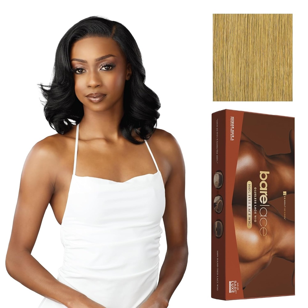 image:imageSensationnel Bare Lace Fulllace Wig Unit 9 Human Hair Blend All Lacefrontal Glueless 180 Degree Preplucked Hairline 1 JETBLACKCARAMELBLONDE