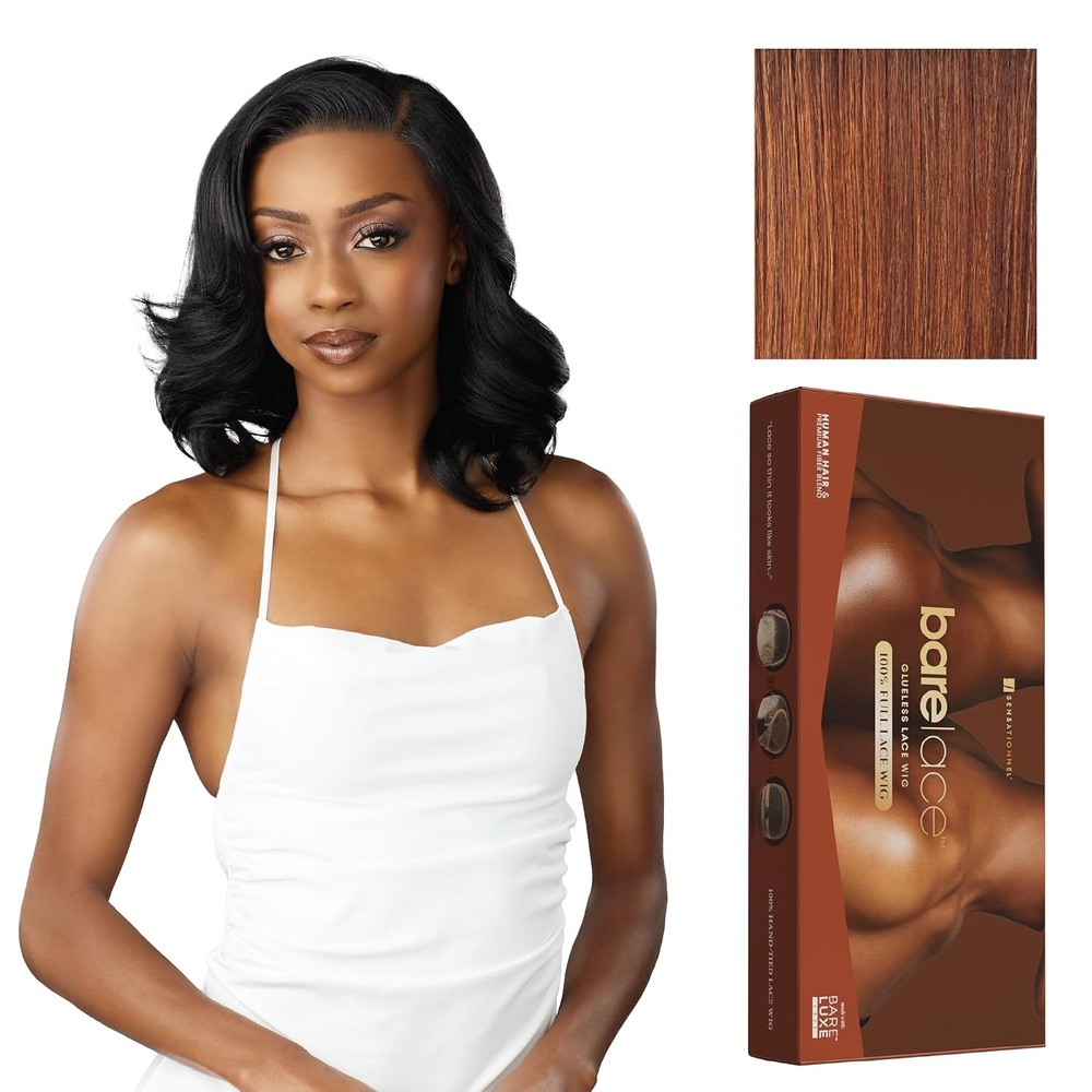 image:imageSensationnel Bare Lace Fulllace Wig Unit 9 Human Hair Blend All Lacefrontal Glueless 180 Degree Preplucked Hairline 1 JETBLACKFLAMBOYAGEAUBURN