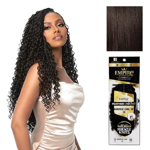 Sensationnel Empire Feather Crochet Braiding Hair – Burmese Curl Human Hair for Boho Braids and Miracle Knots Pre Separated 50 strands (10 inch, 1 JETBLACK)(2 DARKBROWN)