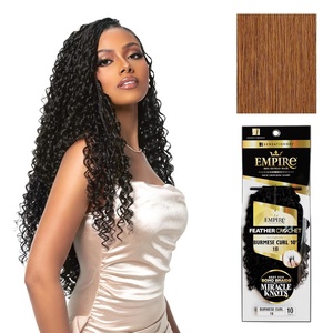 Sensationnel Empire Feather Crochet Braiding Hair – Burmese Curl Human Hair for Boho Braids and Miracle Knots Pre Separated 50 strands (10 inch, 1 JETBLACK)(30 LIGHTAUBURN)