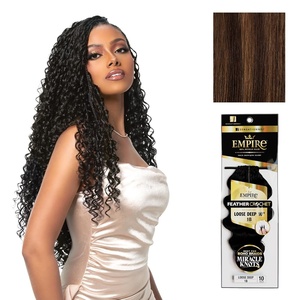 Sensationnel Empire Feather Crochet Braiding Hair – Loose Deep Human Hair for Boho Braids and Miracle Knots Pre Separated 50 strands (10 inch, 1 JETBLACK)(S4/30)