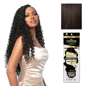 Sensationnel Empire Feather Crochet Braiding Hair – Loose Deep Human Hair for Boho Braids and Miracle Knots Pre Separated 50 strands (10 inch, 1 JETBLACK)(2 DARKBROWN)