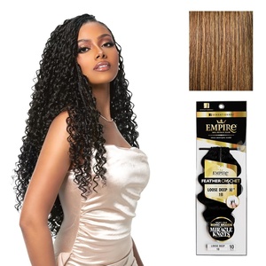 Sensationnel Empire Feather Crochet Braiding Hair – Loose Deep Human Hair for Boho Braids and Miracle Knots Pre Separated 50 strands (10 inch, 1 JETBLACK)(S4/27)
