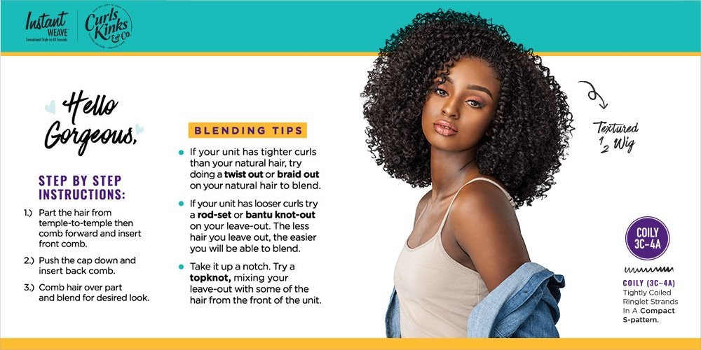 image:imageSensationnel Curls Kinksandco Half Wig The Rule Breaker Instant Weave Drawstring Cap for Natural 3C to 4C Hair Textures 1 JETBLACK1B OFFBLACK