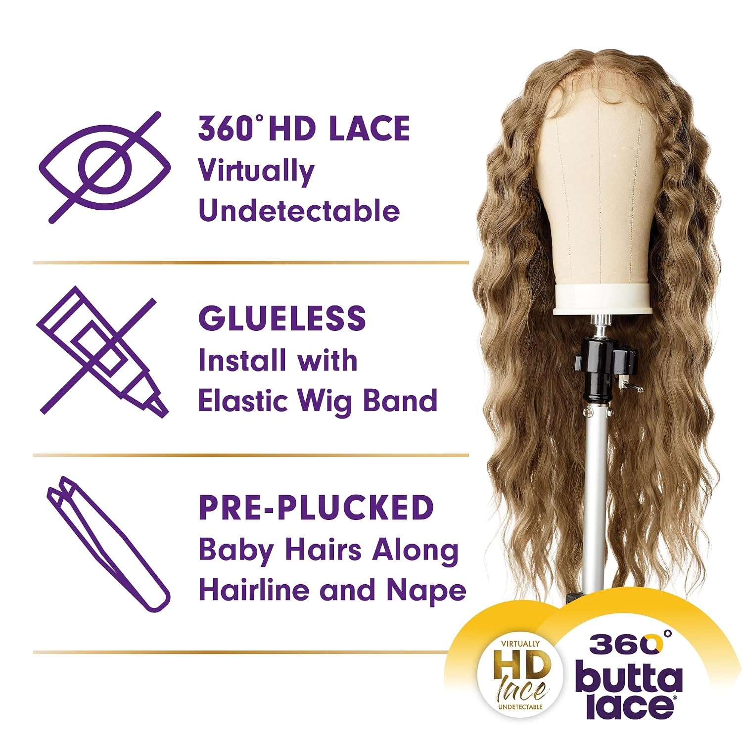 image:imageSensationnel Butta 360 Lace Wig Unit 12 Wider Parting Glueless Synthetic Preplucked Hairline 1 JETBLACK1B OFFBLACK