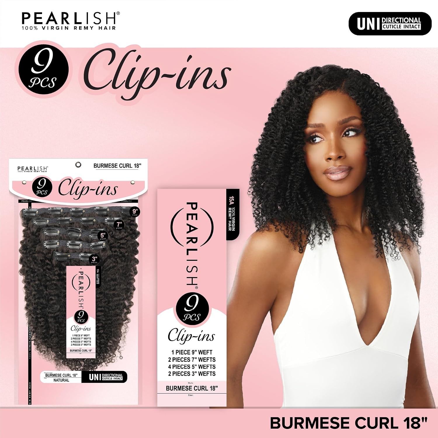 image:imageSensationnel Pearlish Clip In Burmese Curl Pearl Conditioned 15A Remy Human Hair 9 Piece Pack Long Lasing and Easy to Use Extension 18 inch NATURALNATURAL