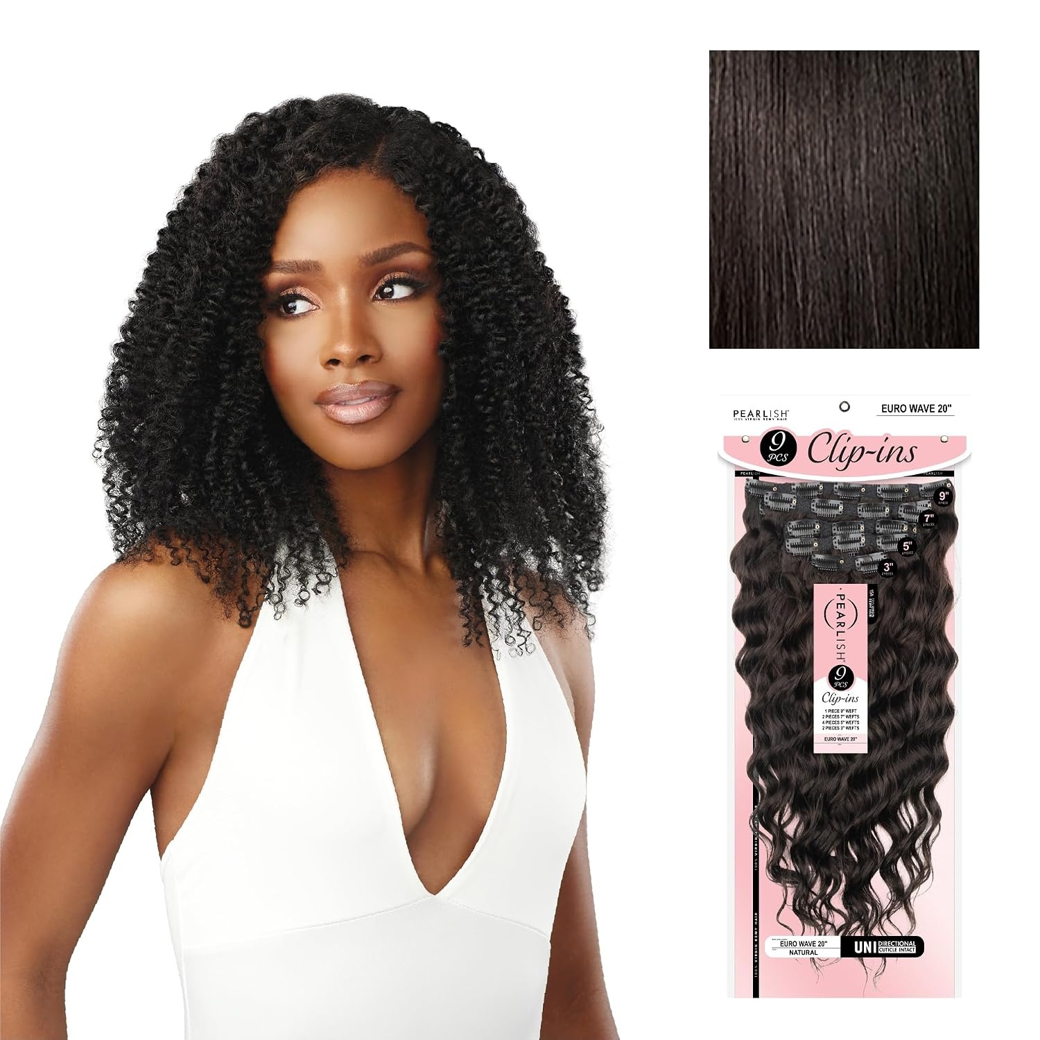 image:imageSensationnel Pearlish Clip In Burmese Curl Pearl Conditioned 15A Remy Human Hair 9 Piece Pack Long Lasing and Easy to Use Extension 18 inch NATURALNATURAL