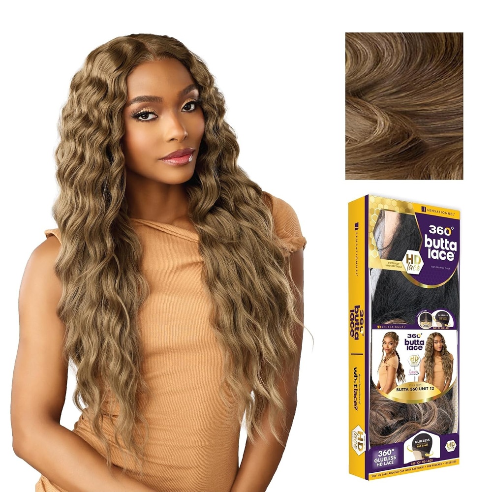 image:imageSensationnel Butta 360 Lace Wig Unit 12 Wider Parting Glueless Synthetic Preplucked Hairline 1 JETBLACKLIGHTASHBROWN