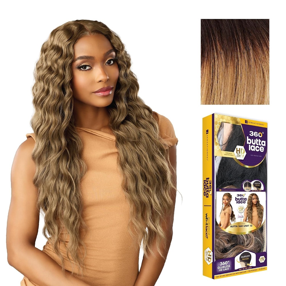 image:imageSensationnel Butta 360 Lace Wig Unit 12 Wider Parting Glueless Synthetic Preplucked Hairline 1 JETBLACKNATURALROOTSBUTTERSCOTCH