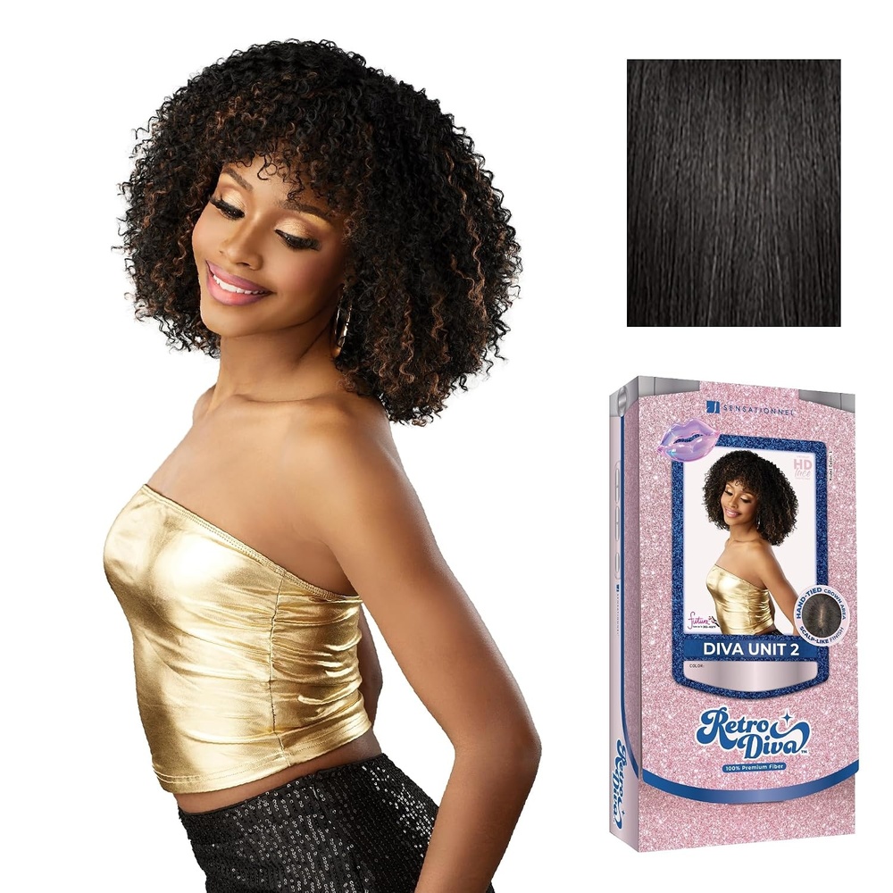 image:imageSensationnel Glamora Lace Crown Wig Retro Diva Unit 2 Hand Tied CrownArea Curved Ear Contour Synthetic Hair 1 JETBLACK1B OFFBLACK
