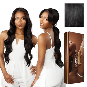 Sensationnel Barelace 13X5 360 Lace Wig – Unit 4 Glueless Human Hair Blend Ear-to-Ear Deep Parting Pre Cut Hairline (1 JETBLACK)(1 JETBLACK)