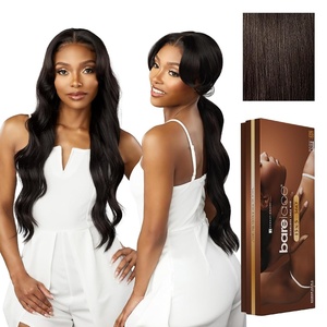 Sensationnel Barelace 13X5 360 Lace Wig – Unit 4 Glueless Human Hair Blend Ear-to-Ear Deep Parting Pre Cut Hairline (1 JETBLACK)(2 DARKBROWN)