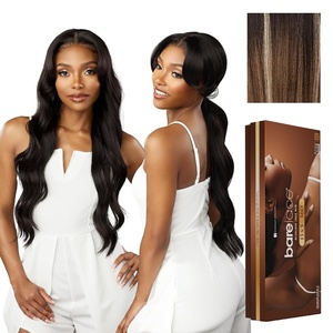 Sensationnel Barelace 13X5 360 Lace Wig – Unit 4 Glueless Human Hair Blend Ear-to-Ear Deep Parting Pre Cut Hairline (1 JETBLACK)(BALAYAGEMOCHA)