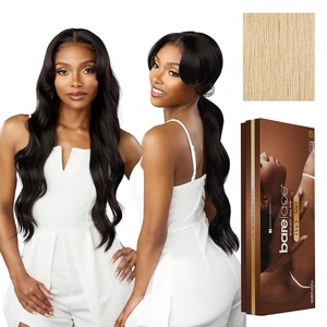 Sensationnel Barelace 13X5 360 Lace Wig – Unit 4 Glueless Human Hair Blend Ear-to-Ear Deep Parting Pre Cut Hairline (1 JETBLACK)(BEIGEBLONDE)