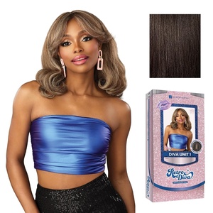 Sensationnel Glamora Lace Crown Wig – Retro Diva Unit 1 Hand Tied CrownArea Curved Ear Contour Synthetic Hair (1 JETBLACK)(2 DARKBROWN)