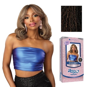 Sensationnel Glamora Lace Crown Wig – Retro Diva Unit 1 Hand Tied CrownArea Curved Ear Contour Synthetic Hair (1 JETBLACK)(BABYSPICEBLONDE)