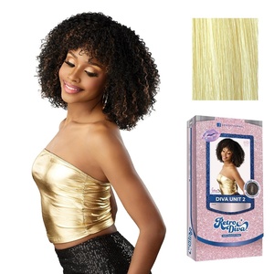 Sensationnel Glamora Lace Crown Wig – Retro Diva Unit 2 Hand Tied CrownArea Curved Ear Contour Synthetic Hair (1 JETBLACK)(PLATINUMFLASH)